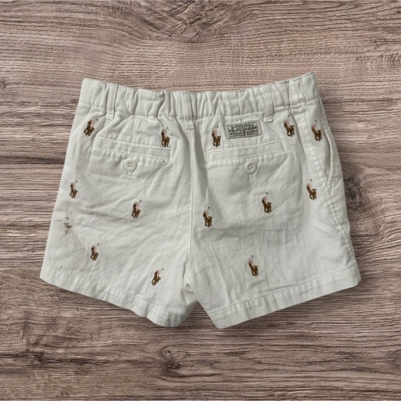 Polo Ralph Lauren Girl's Chino White Shorts With Allover Pony Print Size 8 - Picture 2 of 3